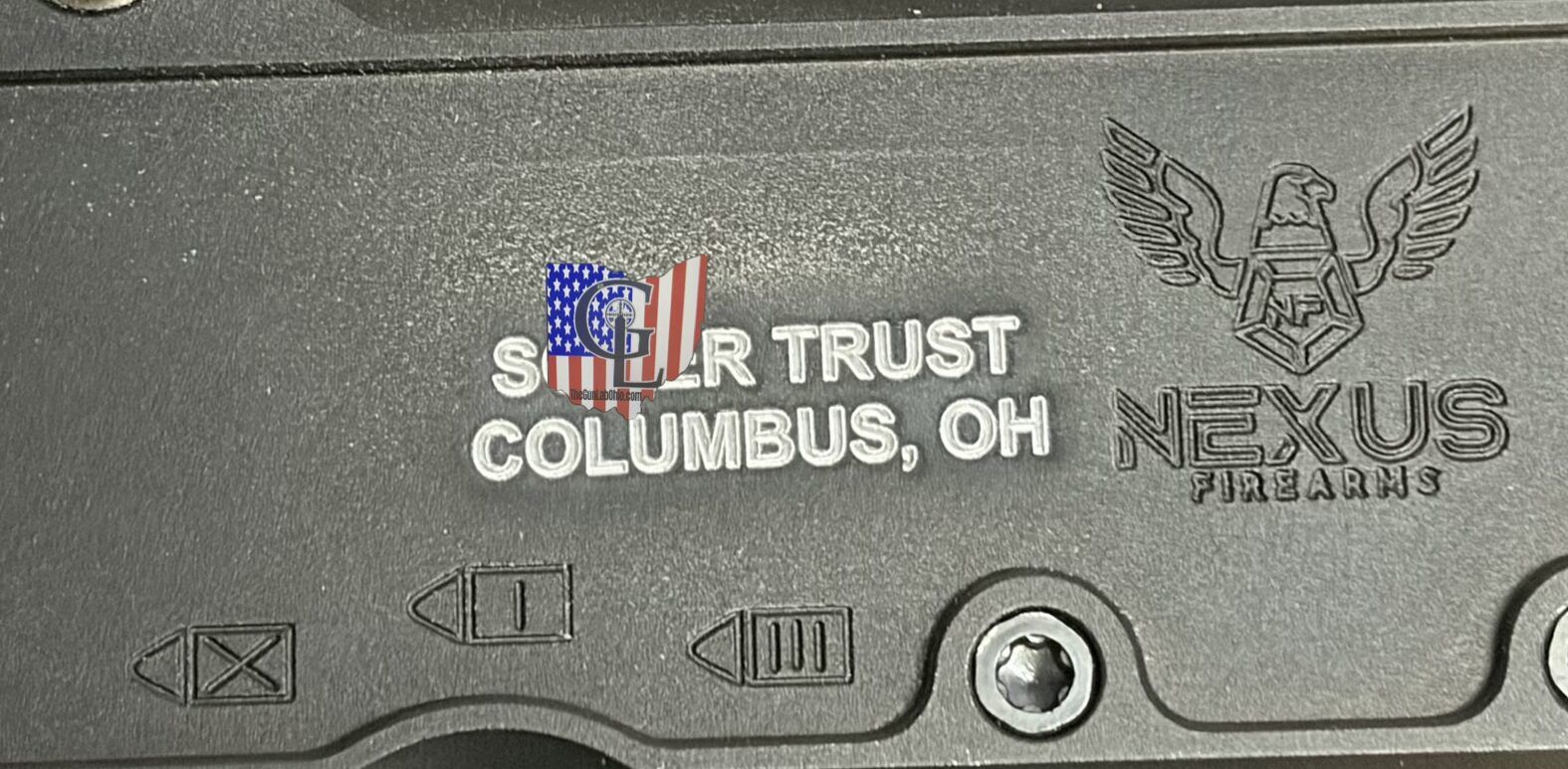 Close-up of an ATF-compliant NFA Form 1 maker marking