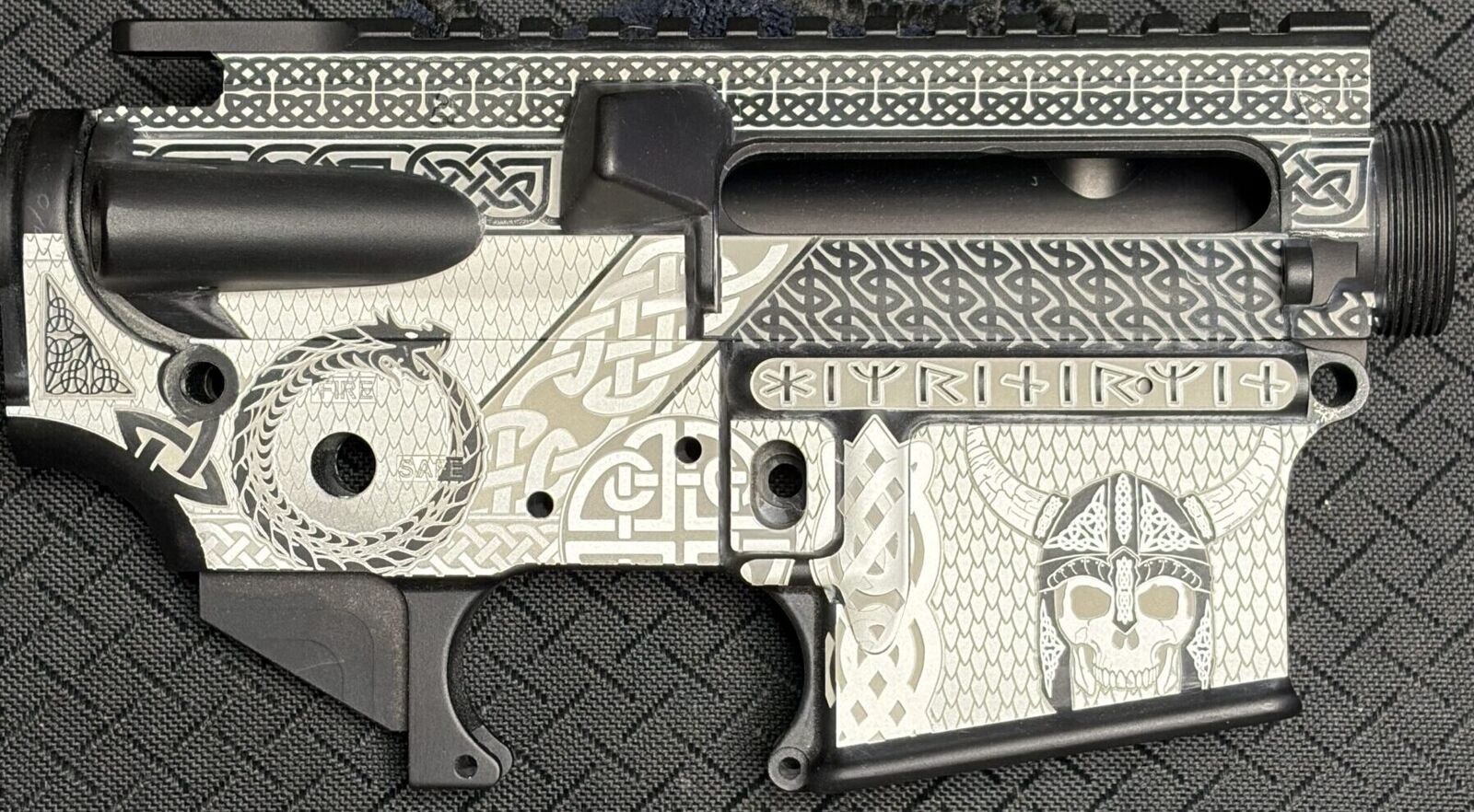 Custom laser-engraved firearm work by The Gun Lab