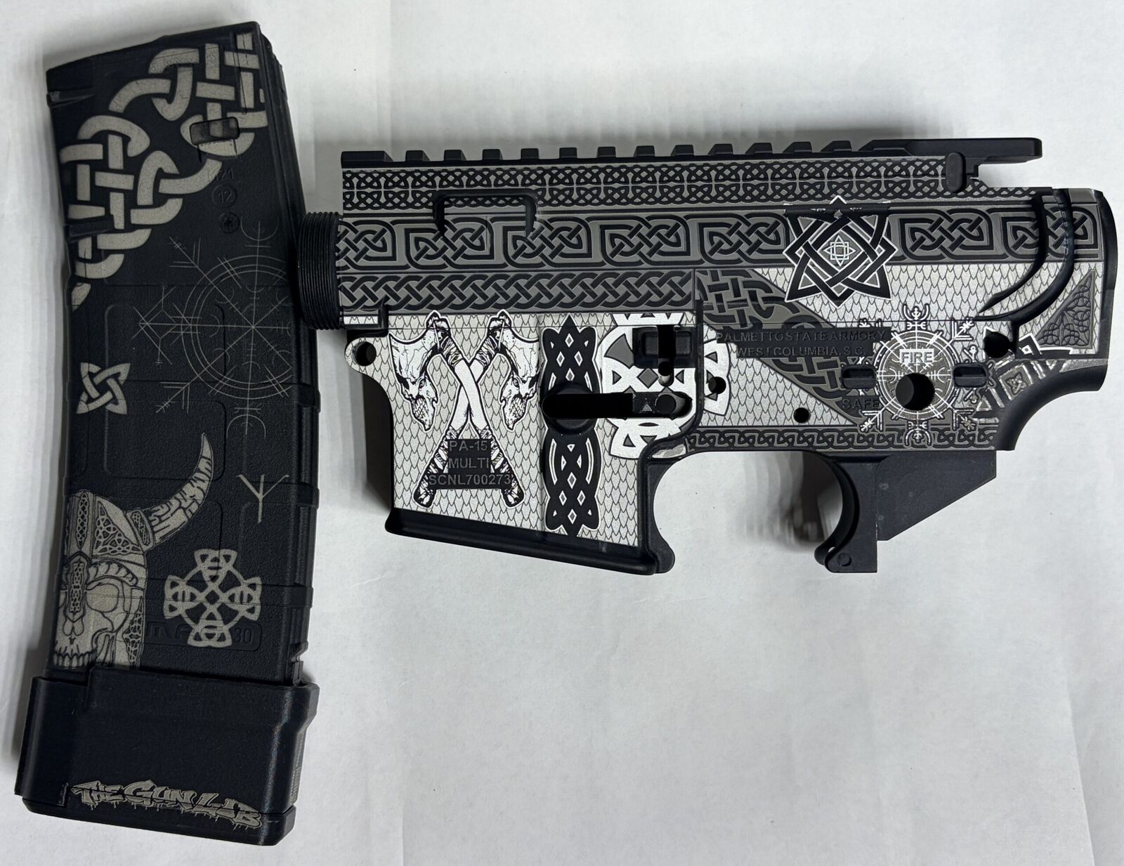 Valhalla Forged Viking-engraved AR-15 upper and lower receiver set